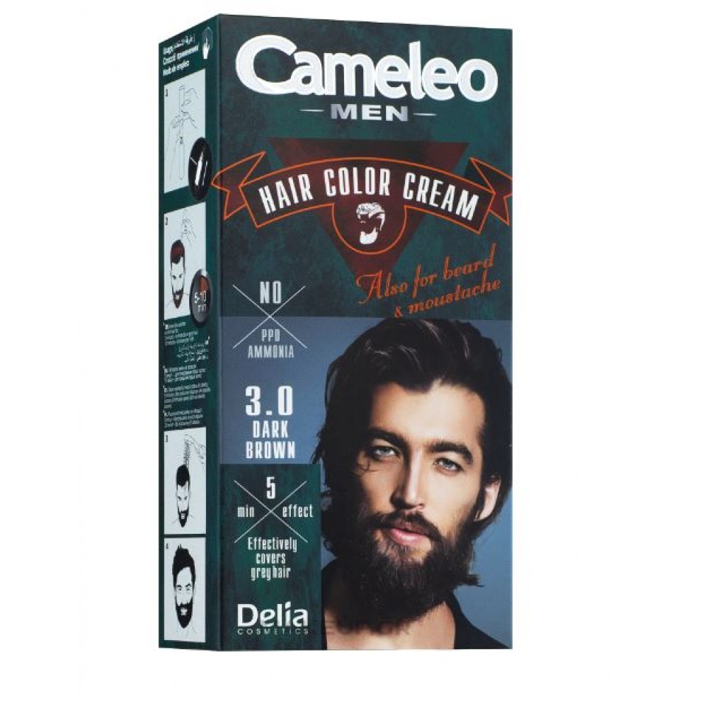 Delia Cosmetics Cameleo Men μιας χρήσεως βαφή για άμεση κάλυψη γκρίζων μαλλιών 3.0 σκούρο καφέ  2χ30ml