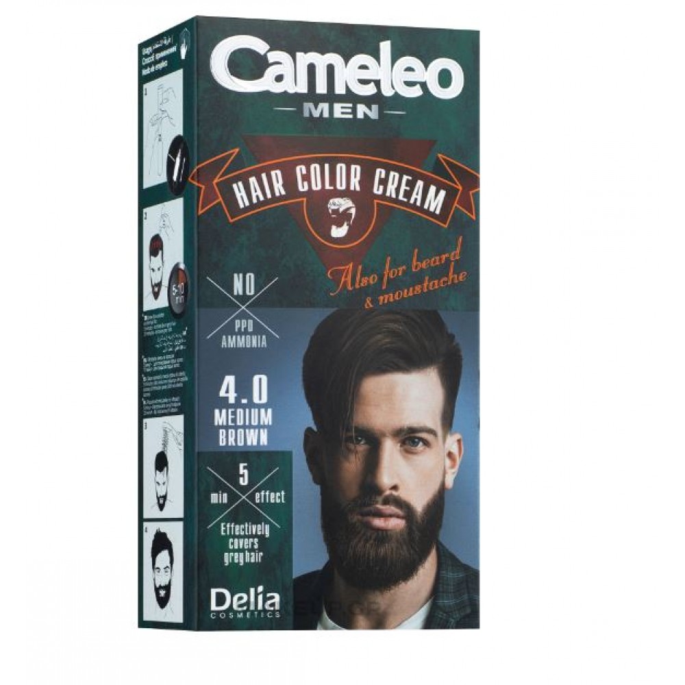 Delia Cosmetics Cameleo Men μιας χρήσεως βαφή για άμεση κάλυψη γκρίζων μαλλιών 4.0 Kαφέ 2χ30ml