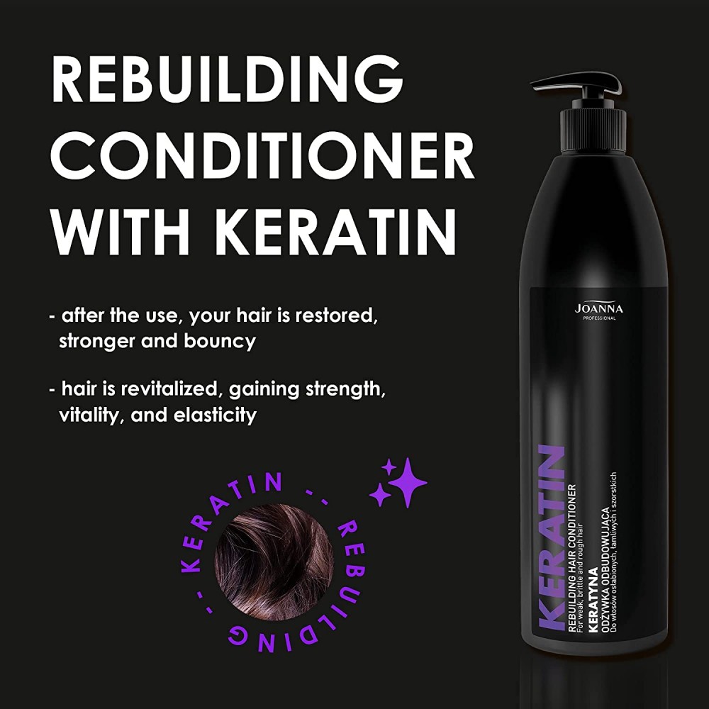 Joanna Professional Keratin conditioner Κοντίσιονερ Αναδόμησης Για Αδύναμα Και Εύθραυστα Μαλλιά 1000ml