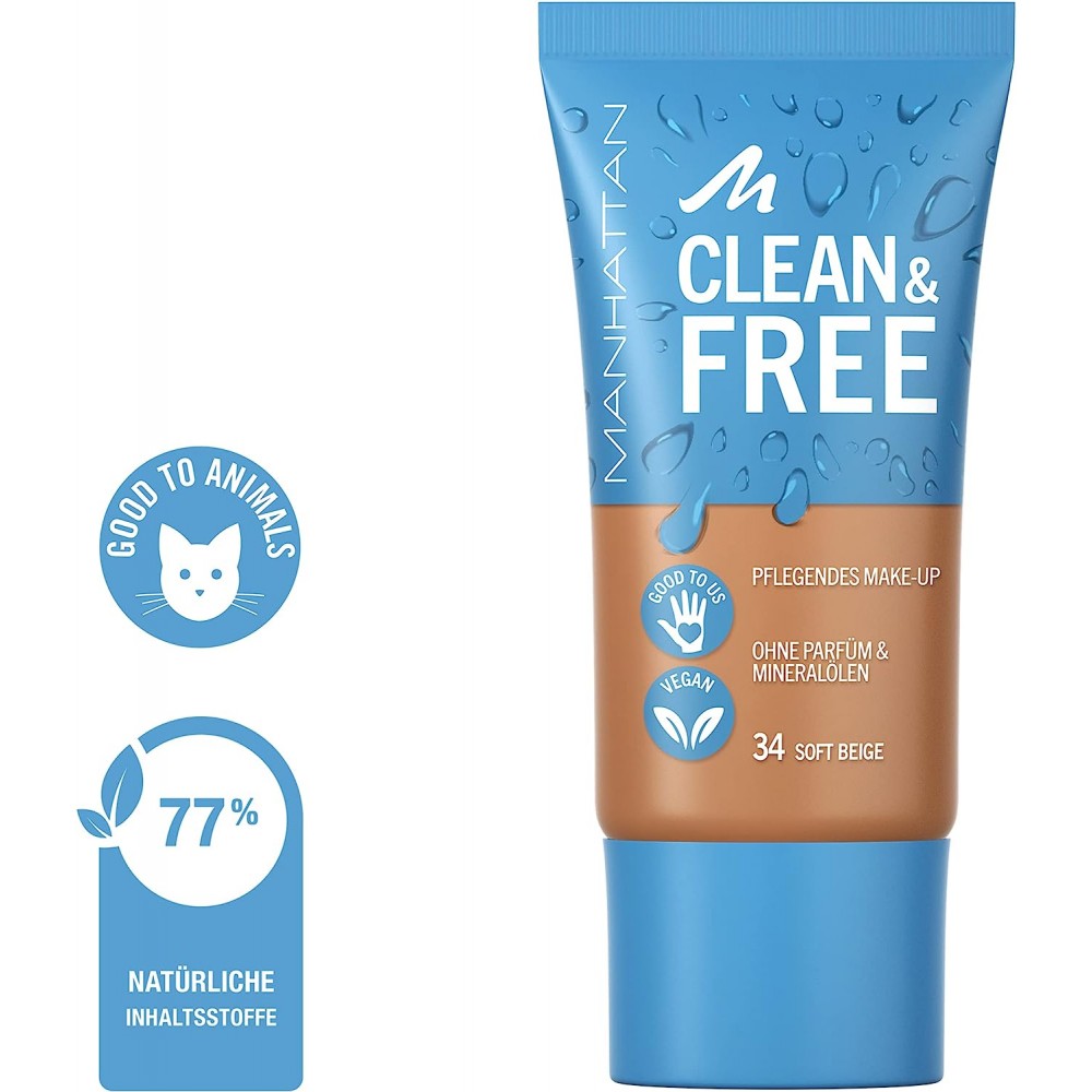 Manhattan Clean & Free Make Up 34 Soft Beige 30ml