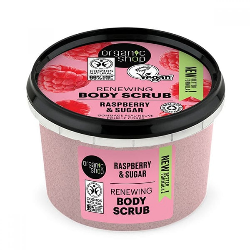 Organic Shop Renewing Body Scrub Raspberry & Sugar Απολεπιστικό Σώματος 250ml