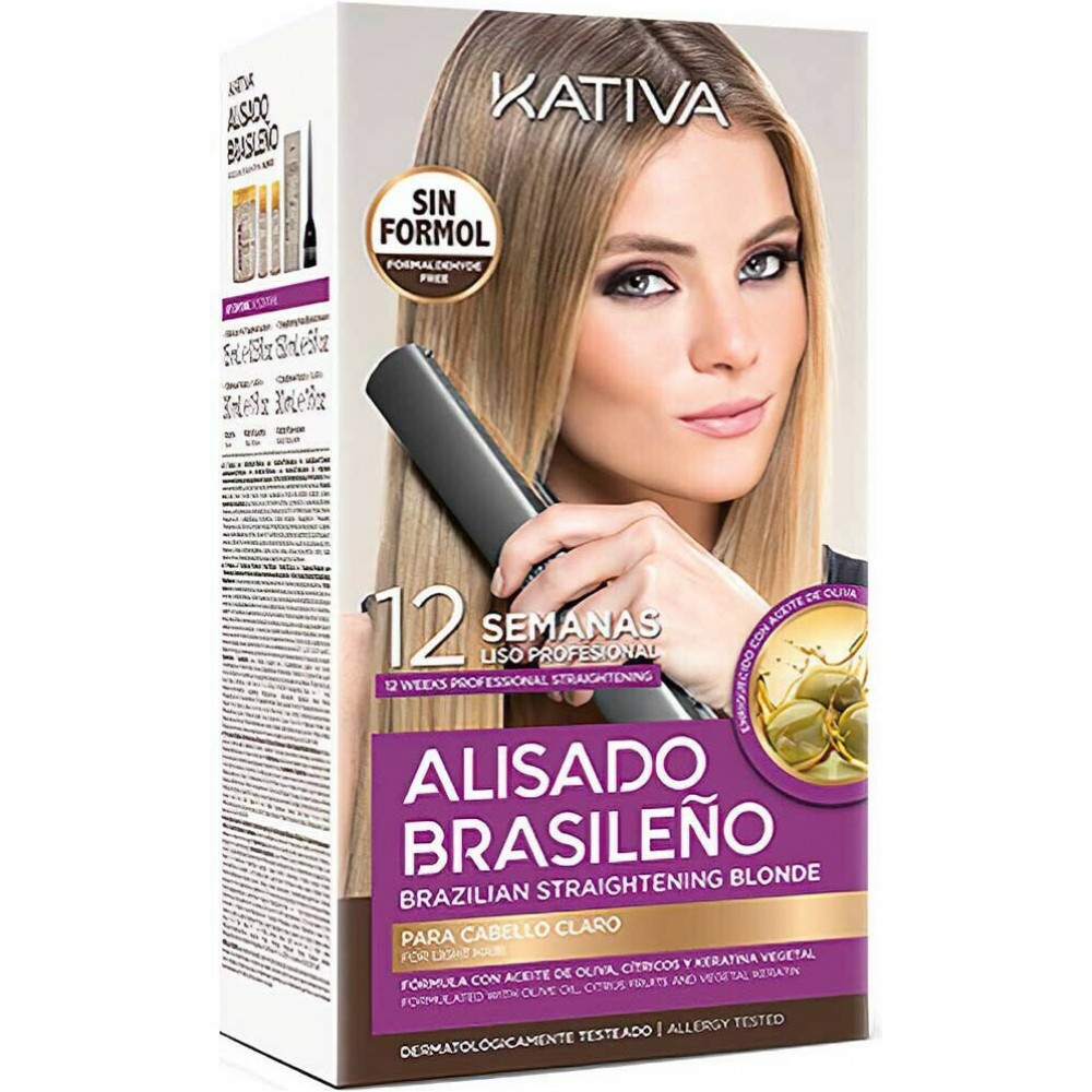 Kativa Alisado Brasileno Straitening Blonde Kit - (πακέτο θεραπείας κερατίνης για ξανθά μαλλιά)
