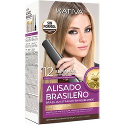 Kativa Alisado Brasileno Straitening Blonde Kit - (πακέτο θεραπείας κερατίνης για ξανθά μαλλιά)