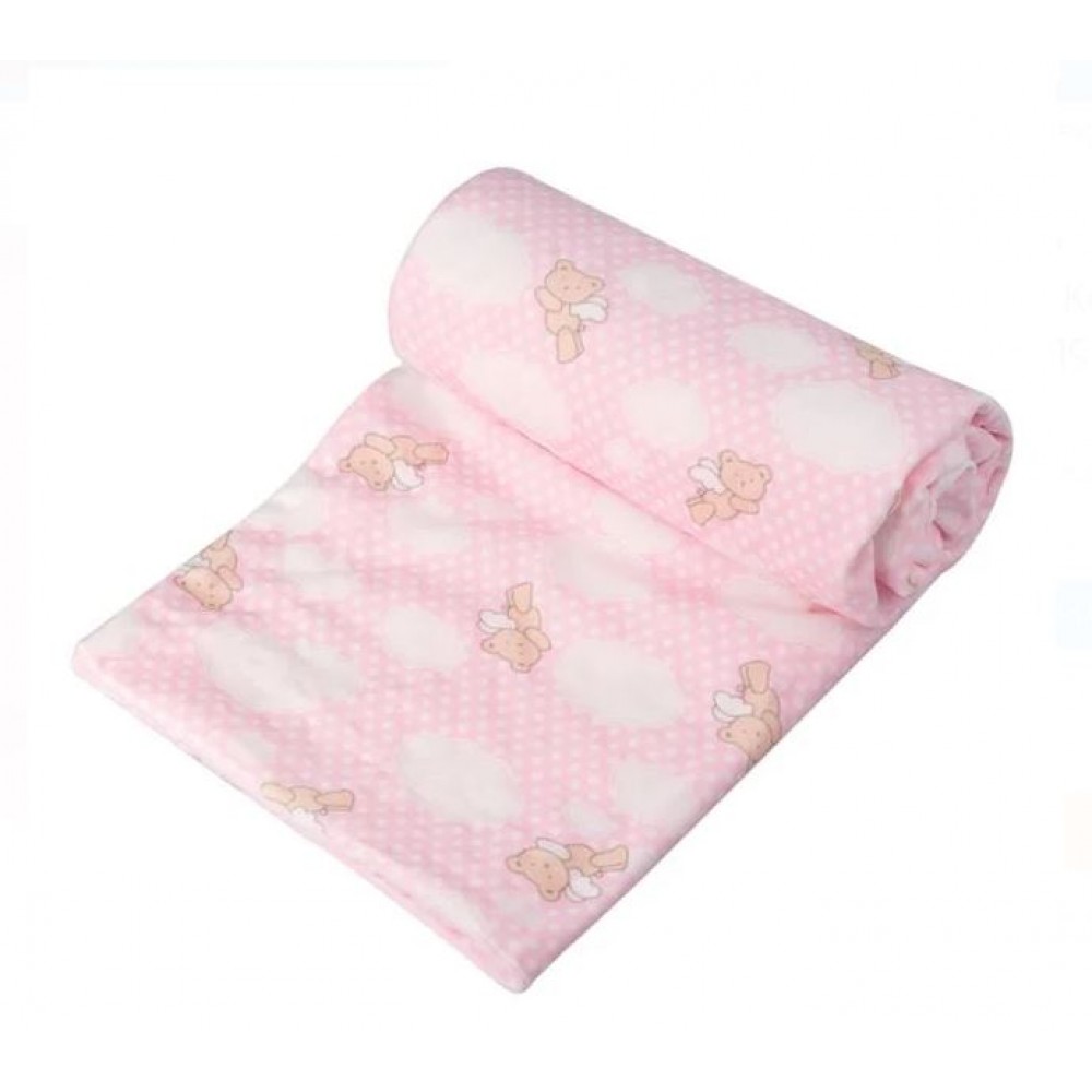 Κουβέρτα Βρεφική για Κορίτσι Velvet Ροζ Αρκουδάκι Διπλής Όψης 100x75cm