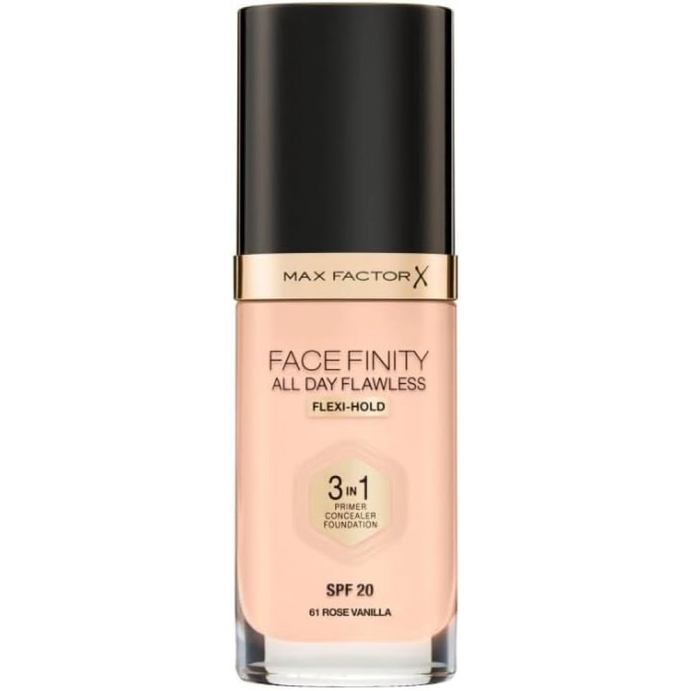 Max Factor Facefinity All Day Flawless Liquid Make Up SPF20 61 Rose Vanilla 30ml (concealer primer και βάση σε ένα make up)