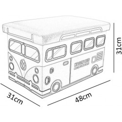 Παιδικό Σκαμπό με Αποθηκευτικό Χώρο Κουτί Αποθήκευσης-Σκαμπό wagon bus Μπλε  31x48x31