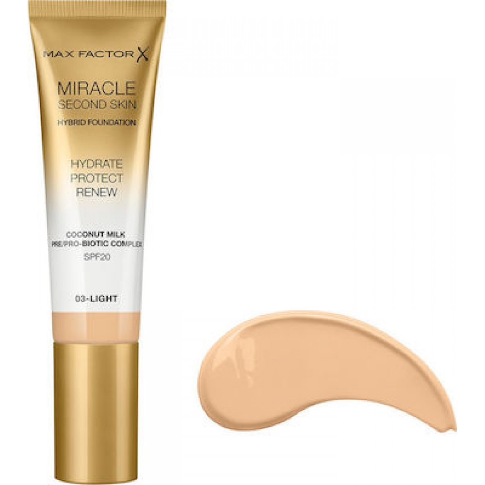 Max Factor Miracle Second Skin 03 Light - Make up για φυσικό αποτέλεσμα 30ml