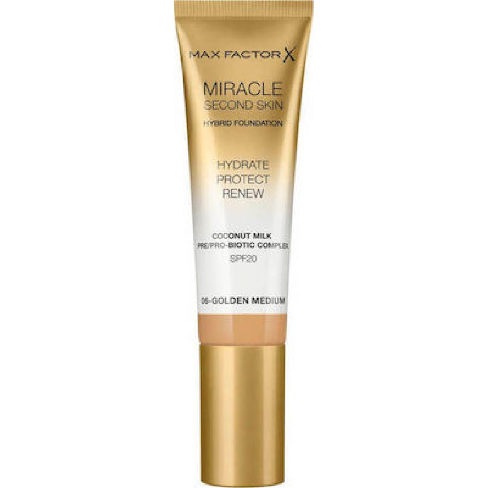 Max Factor Miracle Second Skin 06 Golden Medium - Make up για φυσικό αποτέλεσμα 30ml