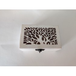 Σετ 3 Ξύλινα αλουστράριστα κουτιά με σκαλιστό δέντρο