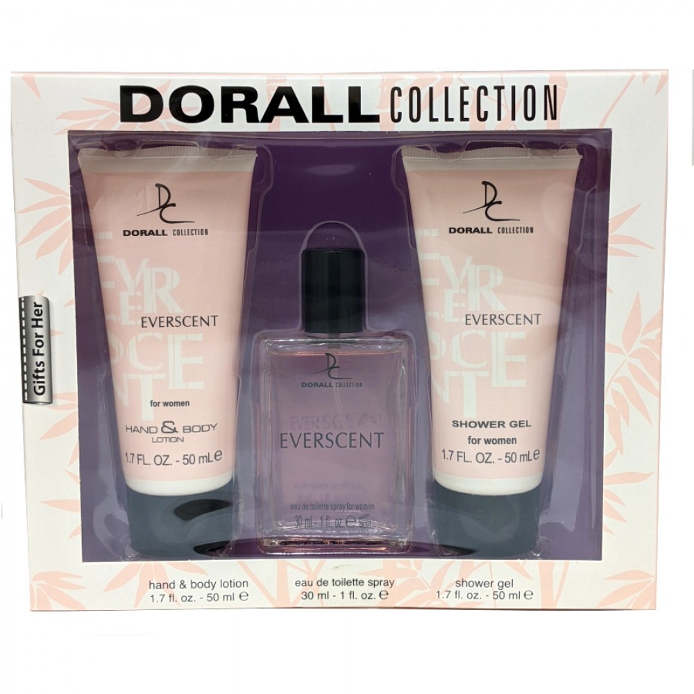 Dorall Collection Everscent Women's 3pc Gift Set Hand and Body Lotion (50ml), Eau de toilette spray (30ml) and Shower Gel (50ml)