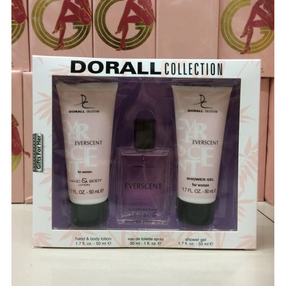 Dorall Collection Everscent Women's 3pc Gift Set Hand and Body Lotion (50ml), Eau de toilette spray (30ml) and Shower Gel (50ml)