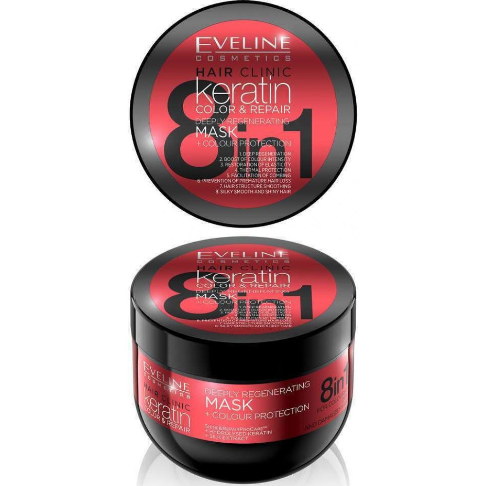 Eveline Keratin Color & Repair Mask 8in1 Μάσκα μαλλιών με κερατίνη για βαμμένα μαλλιά 8IN1 300ml