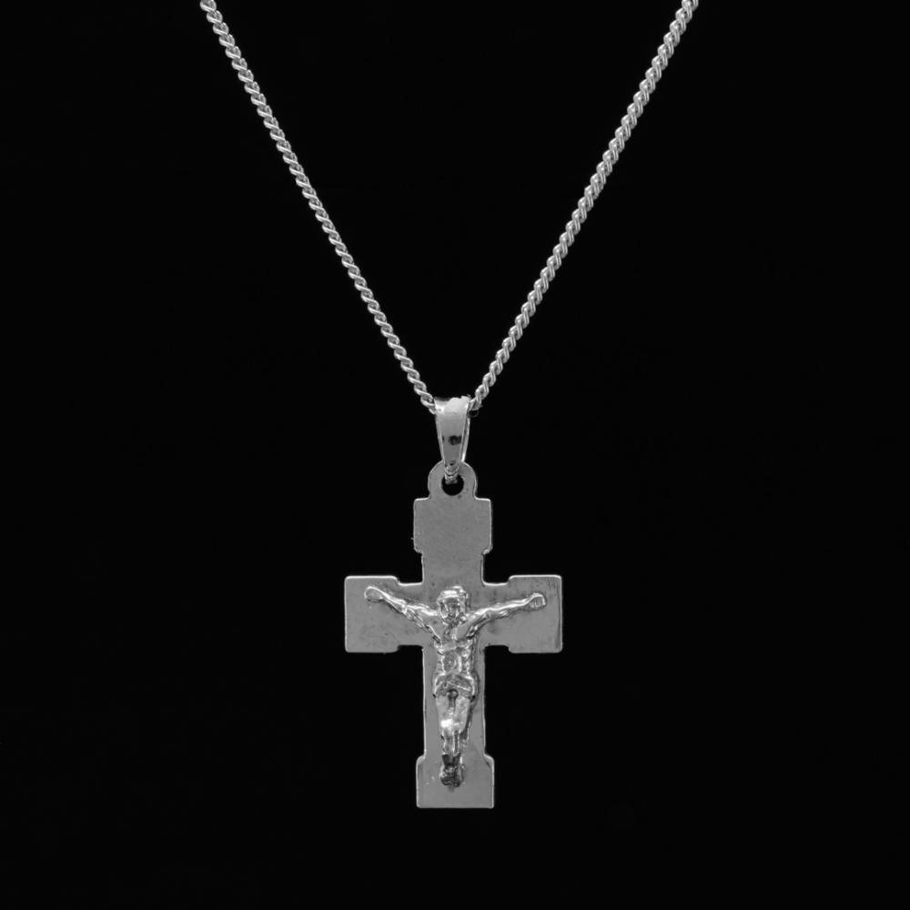 Ασημένιος σταυρός με τον Εσταυρωμένο C043 με αλυσίδα από καθαρό ασήμι 925ο