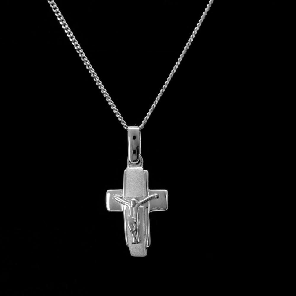 Ασημένιος σταυρός με τον Εσταυρωμένο C070 με αλυσίδα από καθαρό ασήμι 925ο