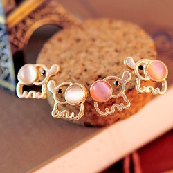 Σκουλαρίκια ελέφαντας χρώμα χρυσό με ροζ πέρλα