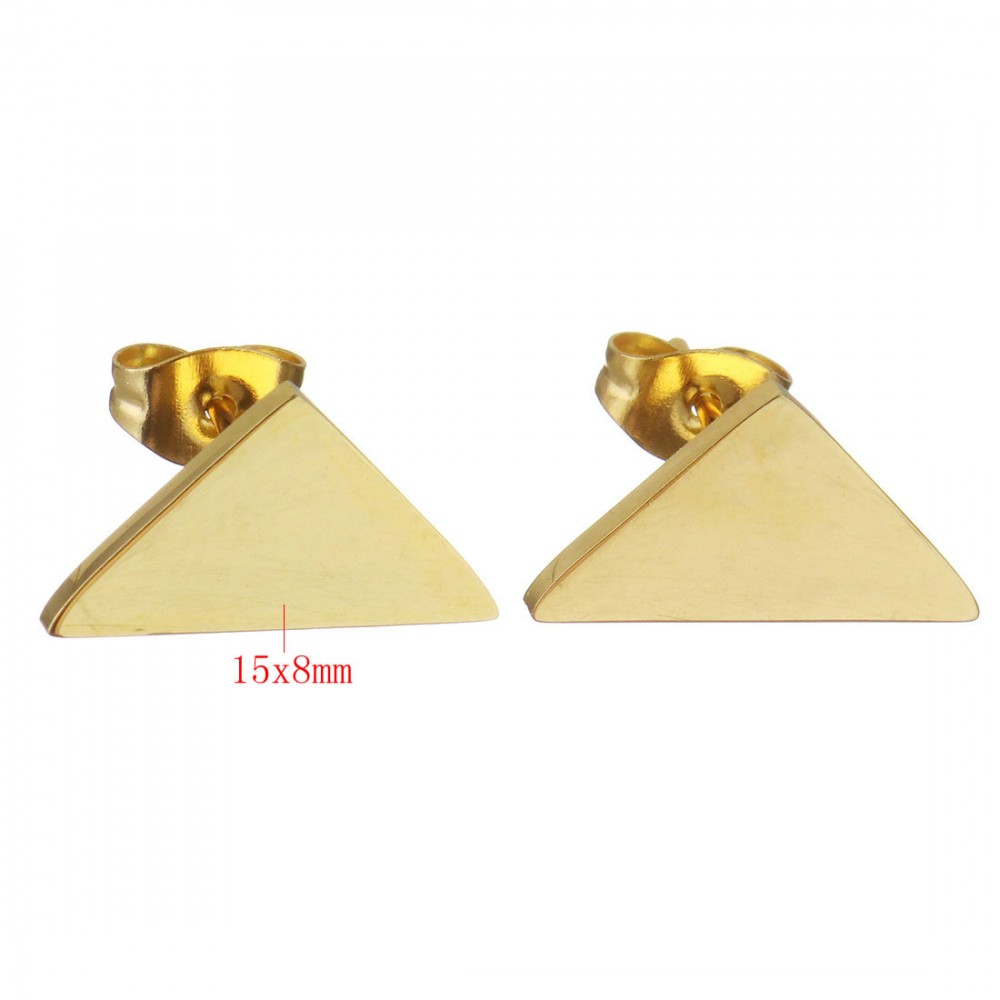 Κολιέ Stainless Steel  σετ κολιέ και σκουλαρίκια τρίγωνα με ζιργκόν σε χρυσό χρώμα από ατσάλι