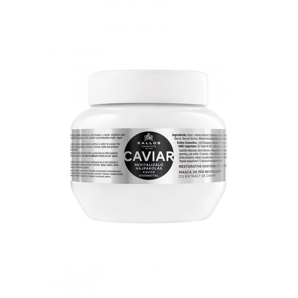 Kallos Cosmetics Caviar μάσκα μαλλιών 275 ml αναζωογονητική μάσκα για τα μαλλιά με χαβιάρι