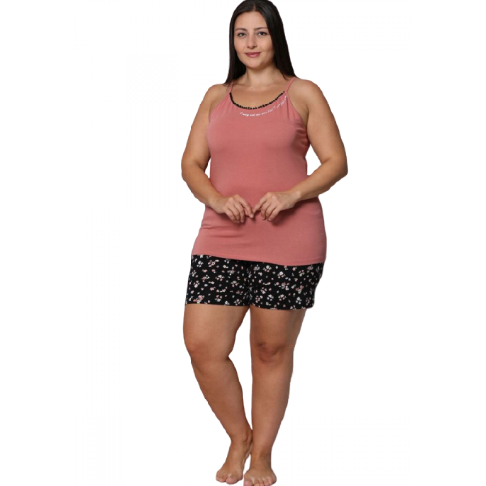 Πυτζάμα γυναικεία Plus size Summer ροζ σκούρο SEXEN A2XL