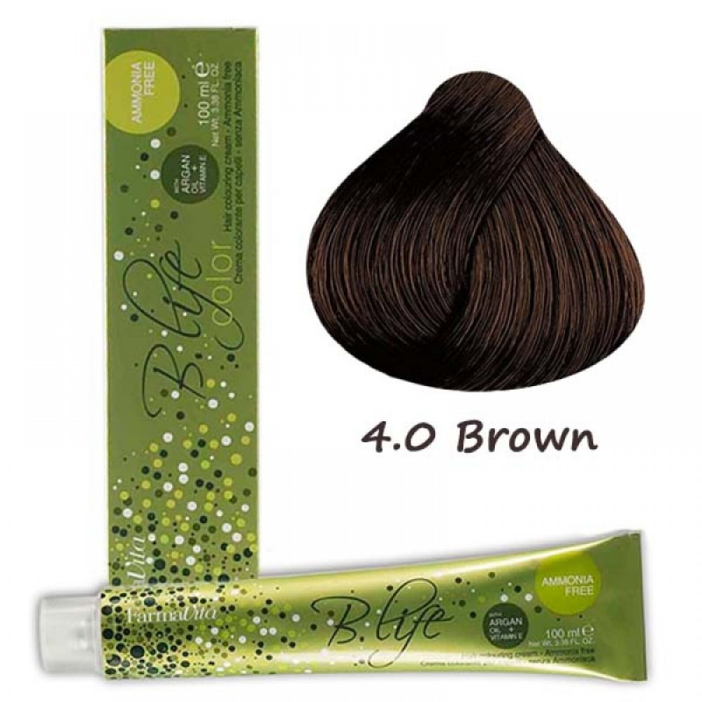 FarmaVita B.Life Color  4.0 Καστανό 100ml  Επαγγελματική  Βαφή Μαλλιών (μόνιμη βαφή χωρίς αμμωνία)
