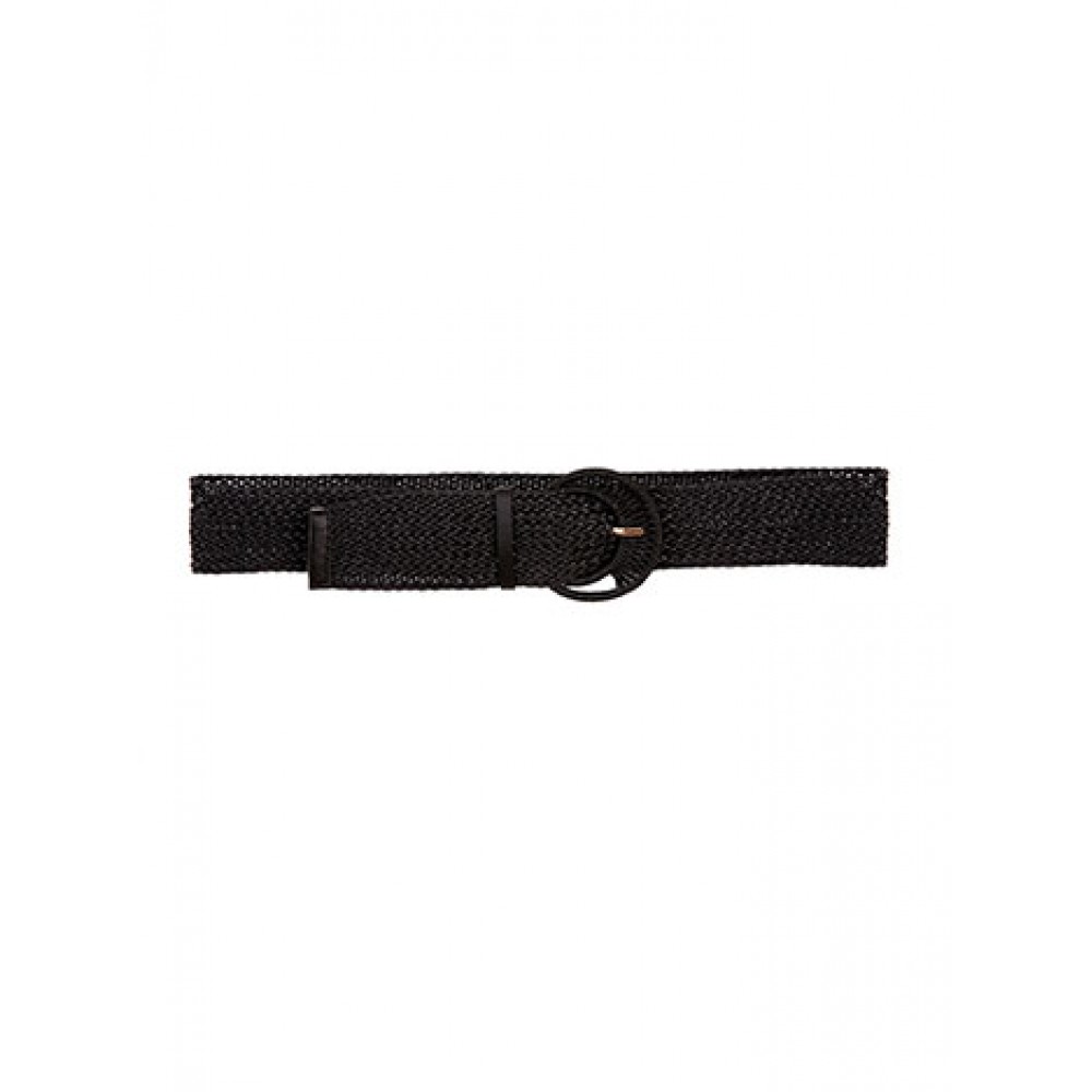 Γυναικεία πλεκτή ζώνη χρώμα μαύρο με στρόγγυλη αγκράφα 7cm
