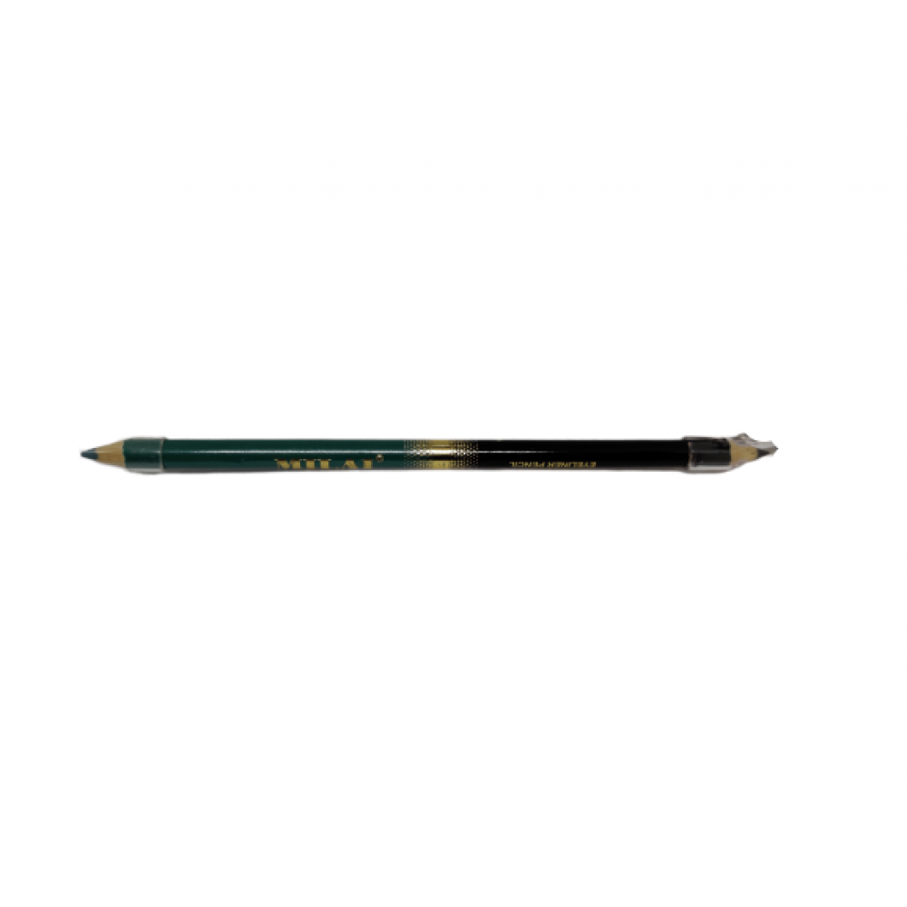 Μολύβι ξύλινο διπλό eyeliner μαύρο με ξύστρα και μολύβι χειλιών πράσινο σκούρο