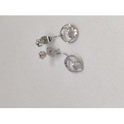 Σκουλαρίκια  με λευκές πέτρες με κούμπωμα καρφάκια (κύκλος) ear jackets Νο 1