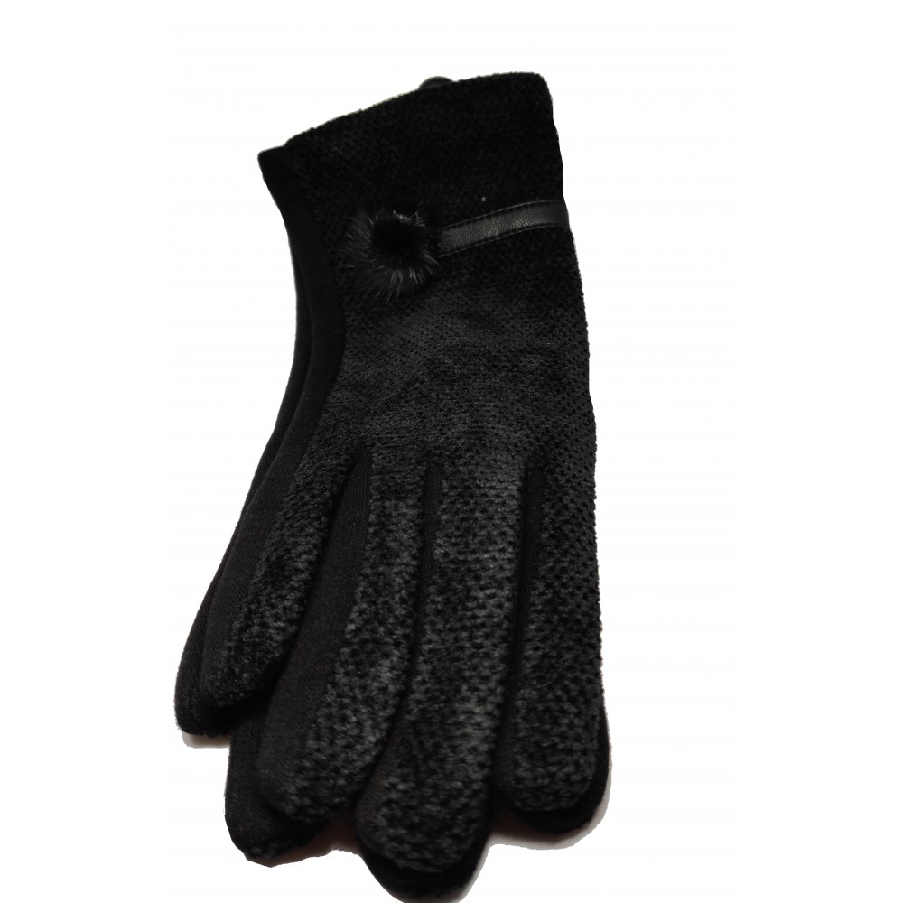 Γάντια γυναικεία με επένδυση χρώμα μαύρα