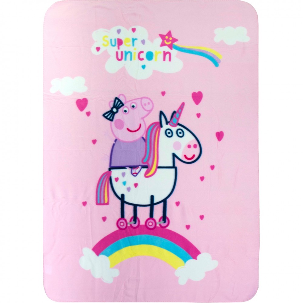 Κουβέρτα Κούνιας Peppa Pig Unicorn Fleece Ροζ 100x140εκ.