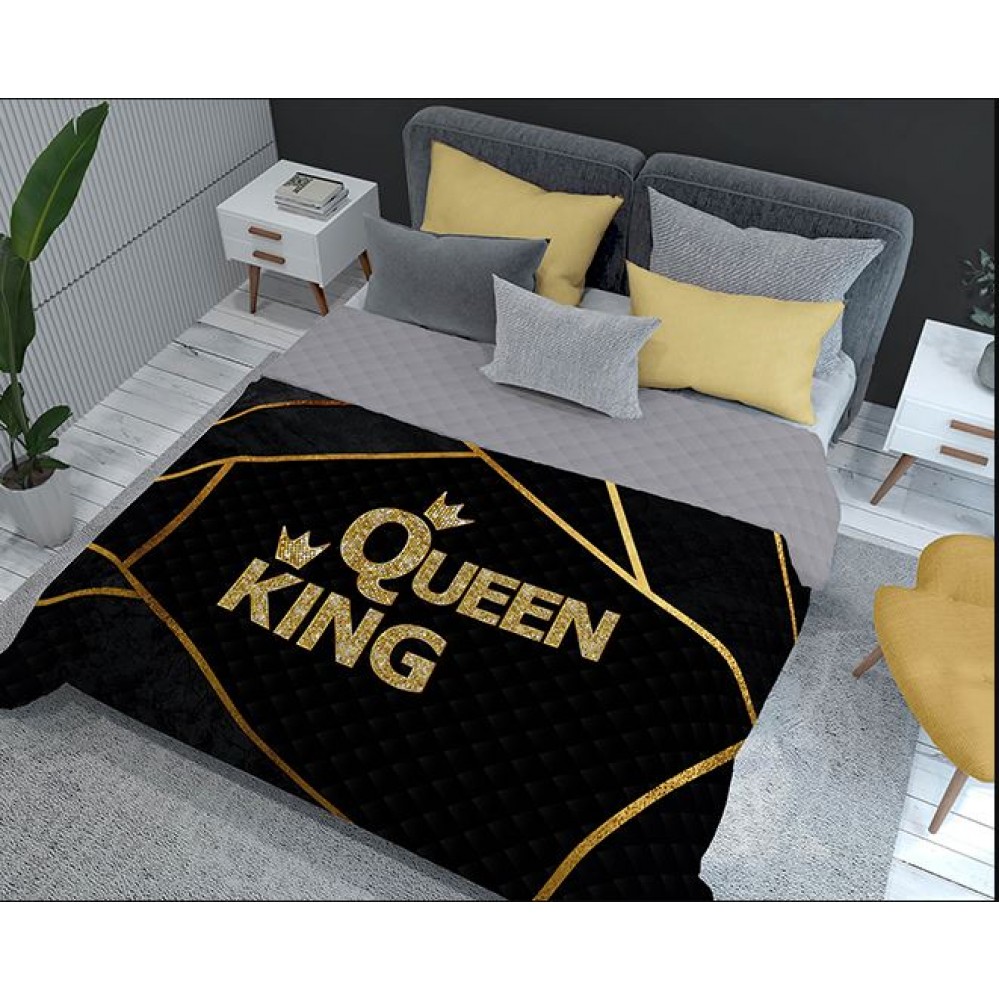 Holland Κουβερλί υπέρδιπλο Queen and King μαύρο με χρυσό  220χ200 Κ62