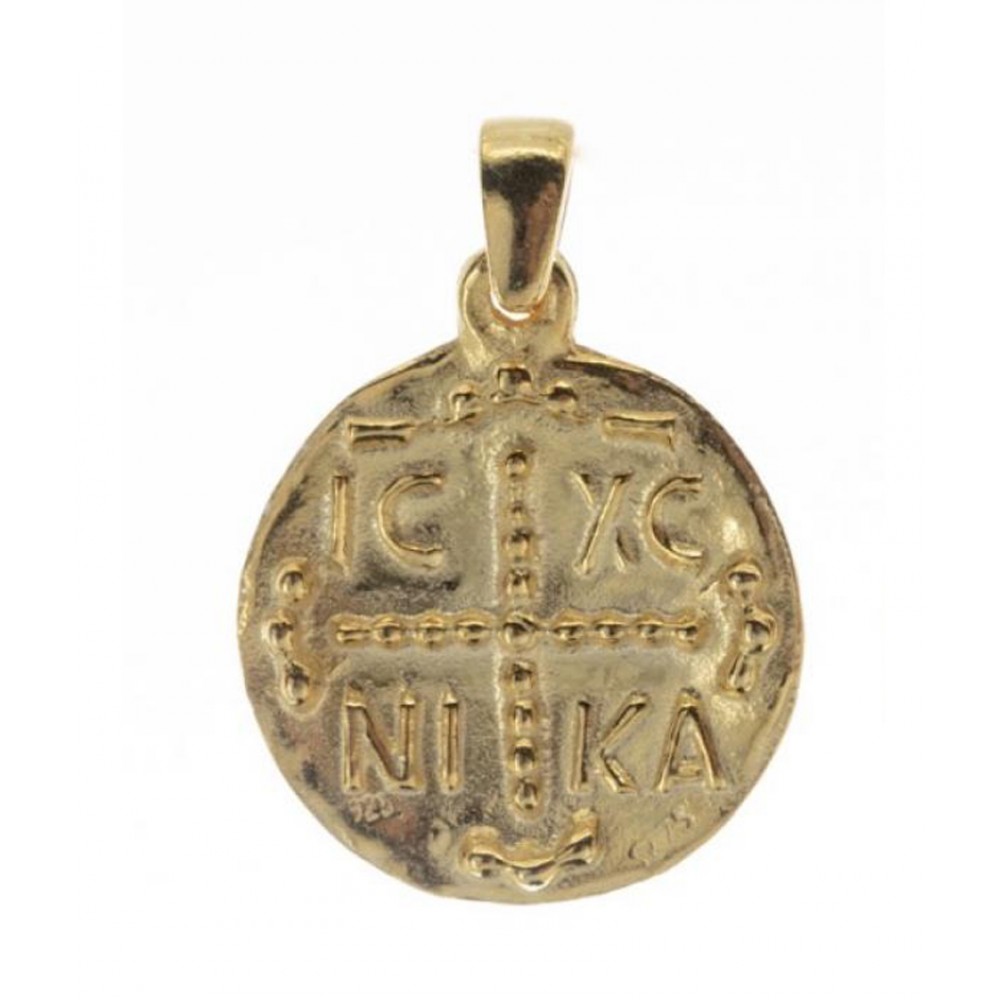 Επίχρυσο κρεμαστό  Κωνσταντινάτο από καθαρό ασήμι 925ο με αλυσίδα 45εκ