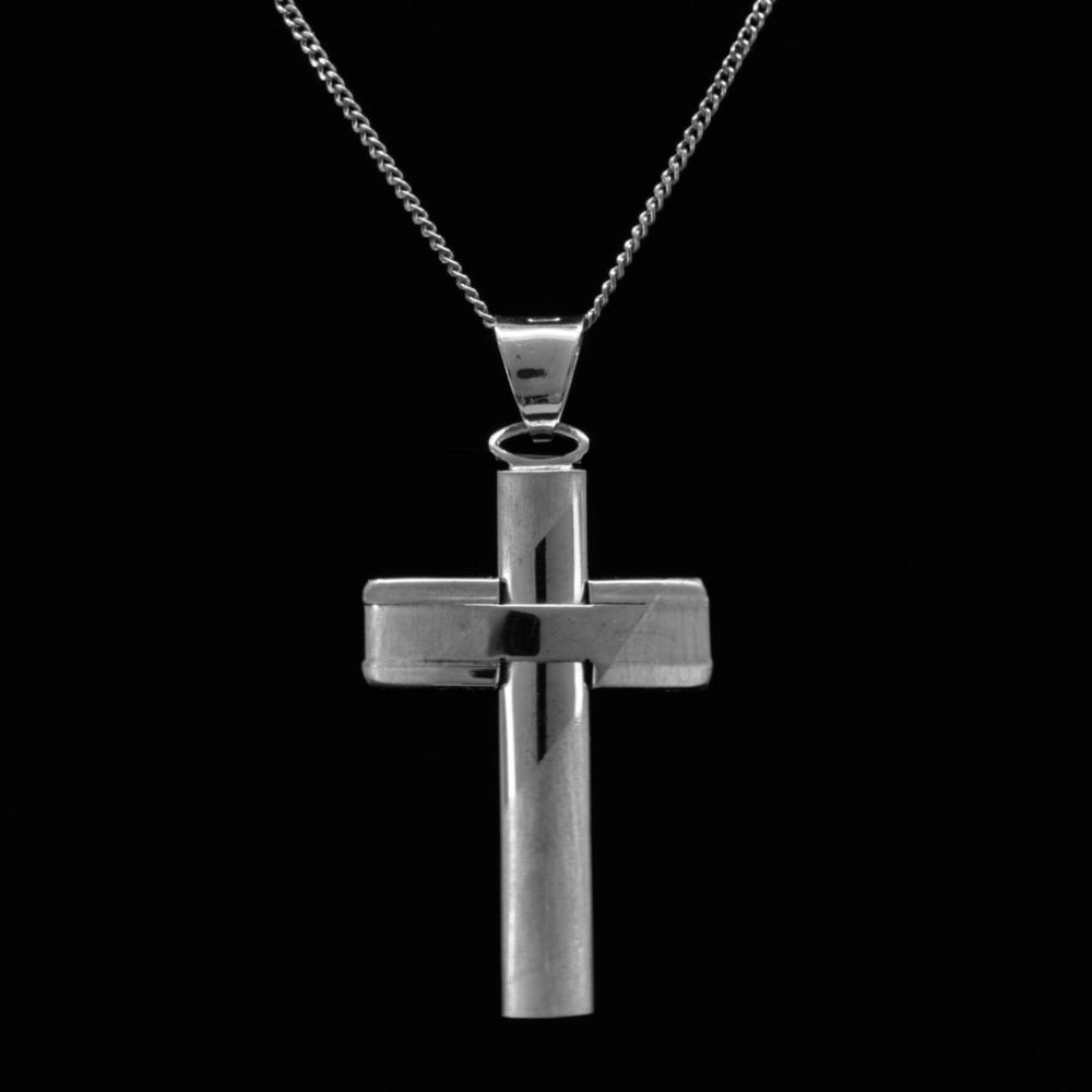 Ασημένιος σταυρός με αλυσίδα  C034 από καθαρό ασήμι 925ο   