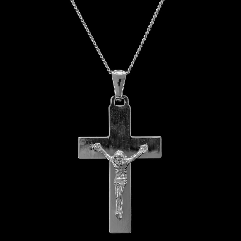 Ασημένιος  σταυρός με αλυσίδα  C046 από καθαρό ασήμι 925ο  . 
