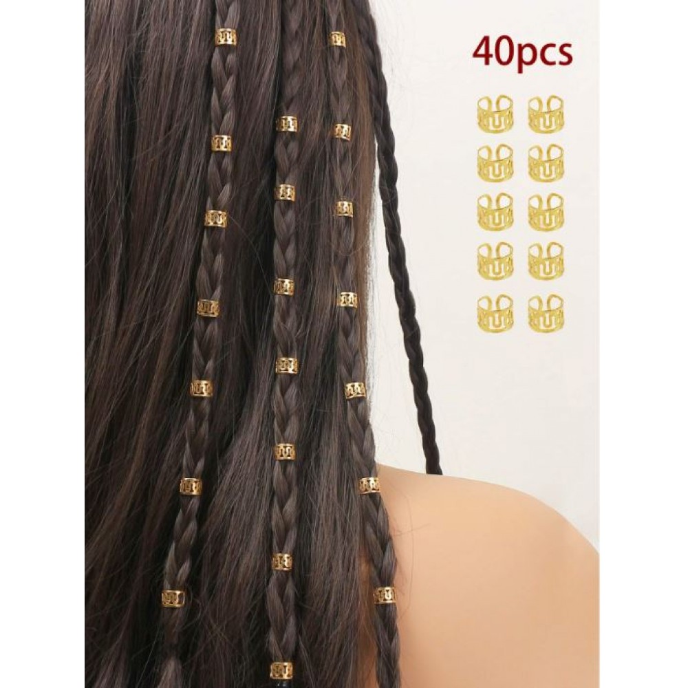 40 τμχ Golden Braiding δαχτυλίδια μαλλιών για Αξεσουάρ μαλλιών