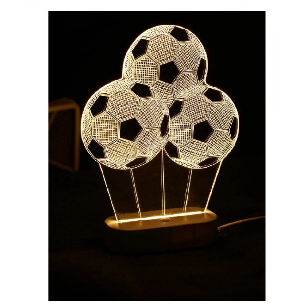 Διακοσμητικό Φωτιστικό plexiglass  3D Illusion τριλή μπάλα ποδοσφαίρου