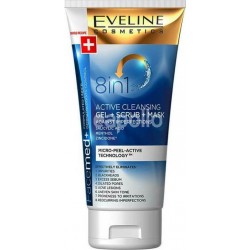 Eveline Facemed+ 8in1 Active Cleansing Gel Scrub & Mask 150ml ενεργό gel καθαρισμού, scrub και μάσκα για τις ατέλειες 8 σε 1