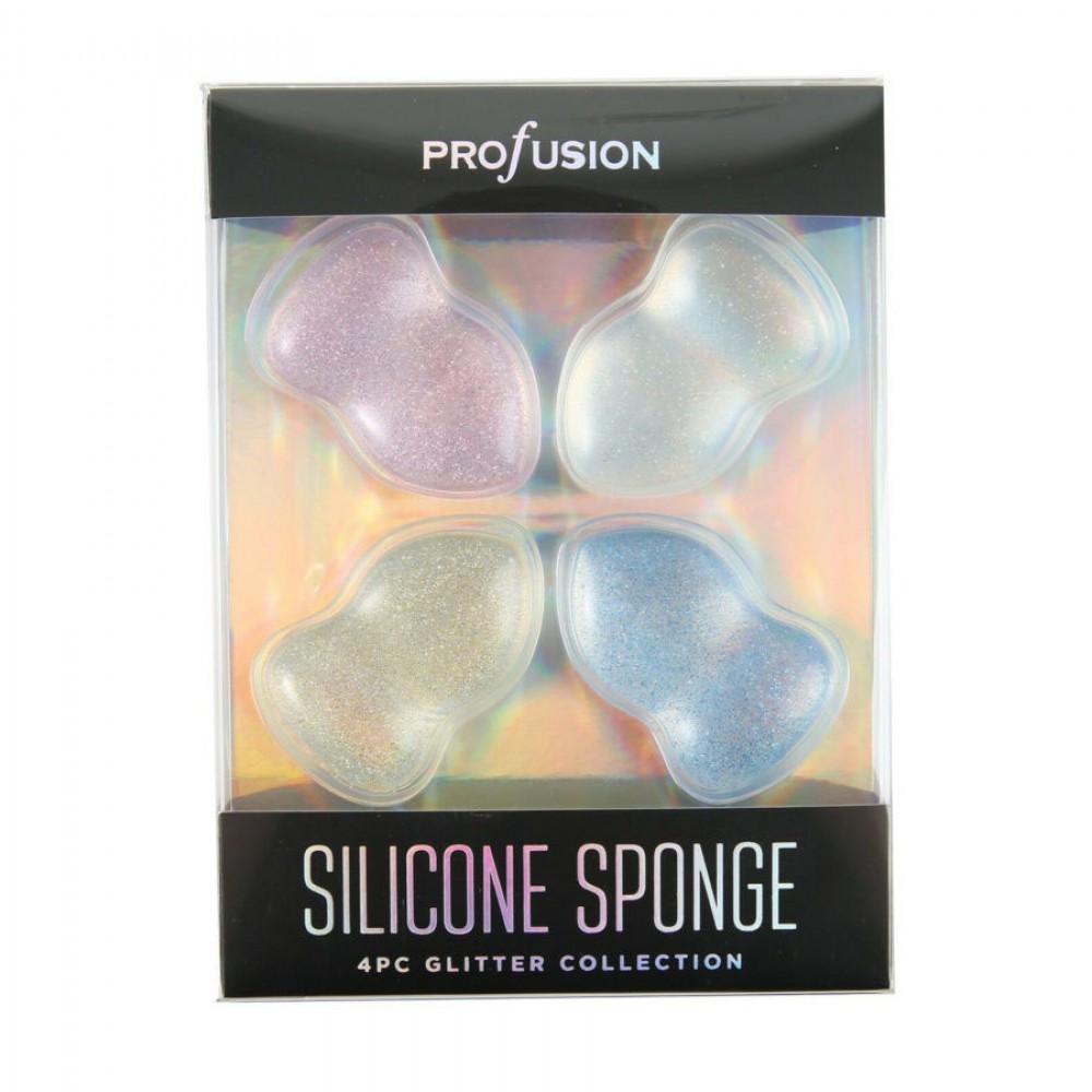 Profusion 4pc Glitter Silicone Sponge  σφουγγαράκι για μεικ απ σιλικόνης 4 τμχ