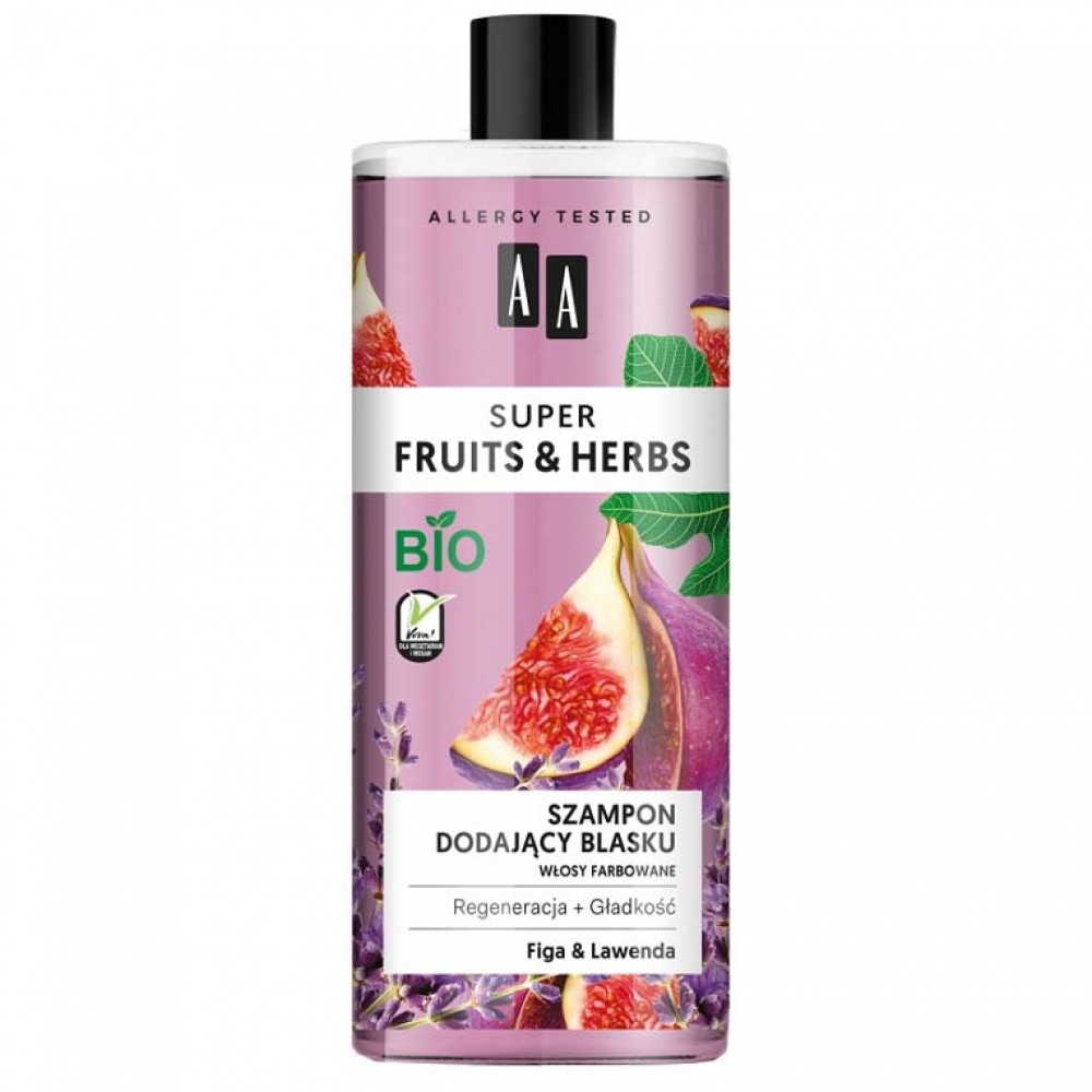 AA Super Fruits & Herbs Moisturizing Strengthening Shampoo for Dry and Brittle Hair with Opuntia and Amaranth 500ml Σαμπουάν μαλλιών που προσθέτει λάμψη «Σίκο και Λεβάντα»