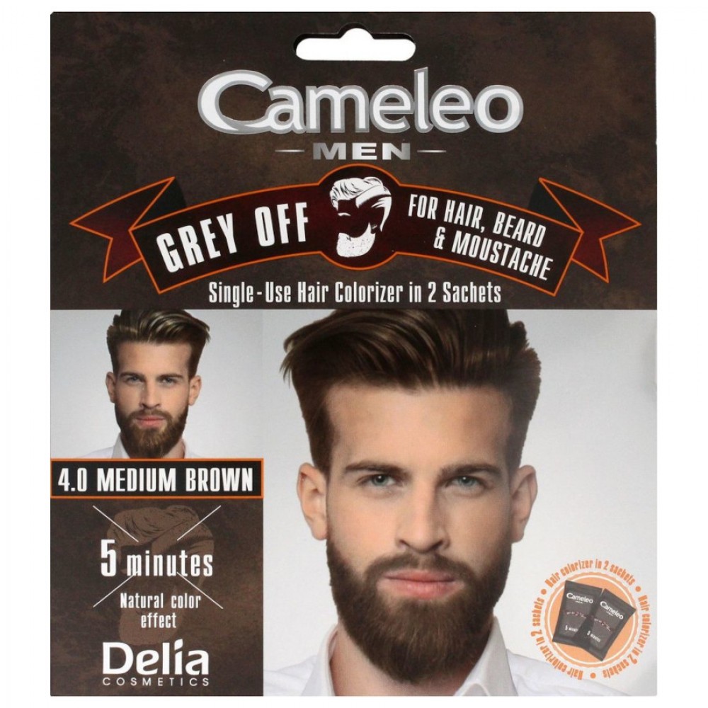 Delia Cosmetics Cameleo Men μιας χρήσεως βαφή για άμεση κάλυψη γκρίζων μαλλιών 4.0 Medium Brown 2 x 15 ml