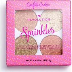 Makeup Revolution London I Heart Revolution Sprinkles Blush Confetti Cookie 6gr Παλέτα  ρουζ και highlighter 
